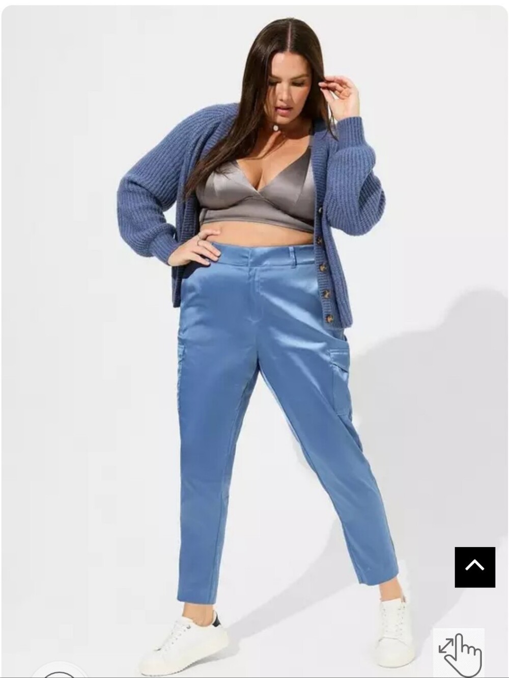 Torrid Plus Size 24: Relaxed Taper Satin Cargo Pant Blue 💙